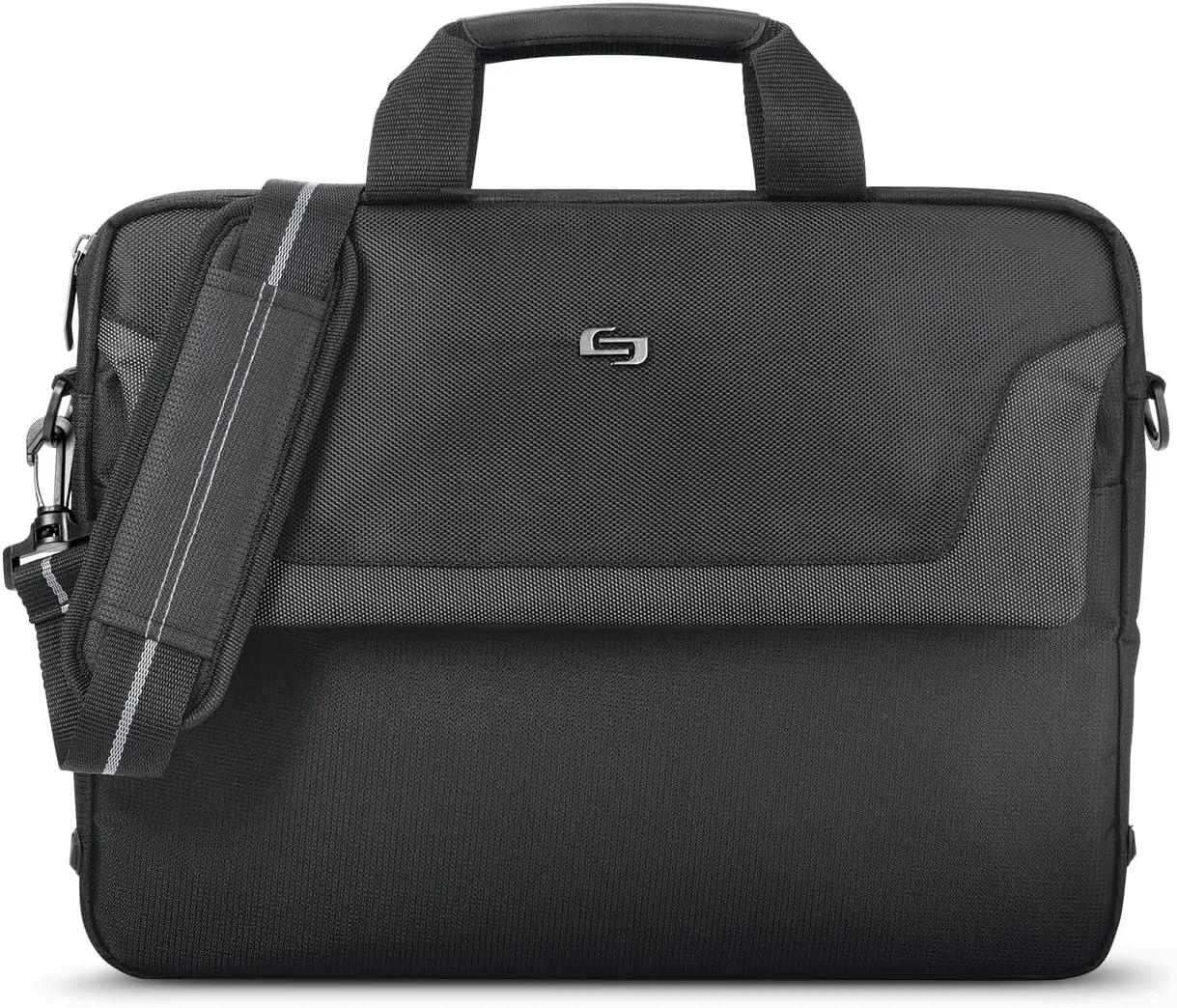 Briefcase - Laptop Carrying Bag for Women & Men, Brief for Travel & Work, Full Length Front Pocket, Adjustable Shoulder Strap, Fits 16" Computer - Flatiron Slim, Black