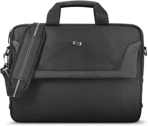 Briefcase - Laptop Carrying Bag for Women & Men, Brief for Travel & Work, Full Length Front Pocket, Adjustable Shoulder Strap, Fits 16" Computer - Flatiron Slim, Black