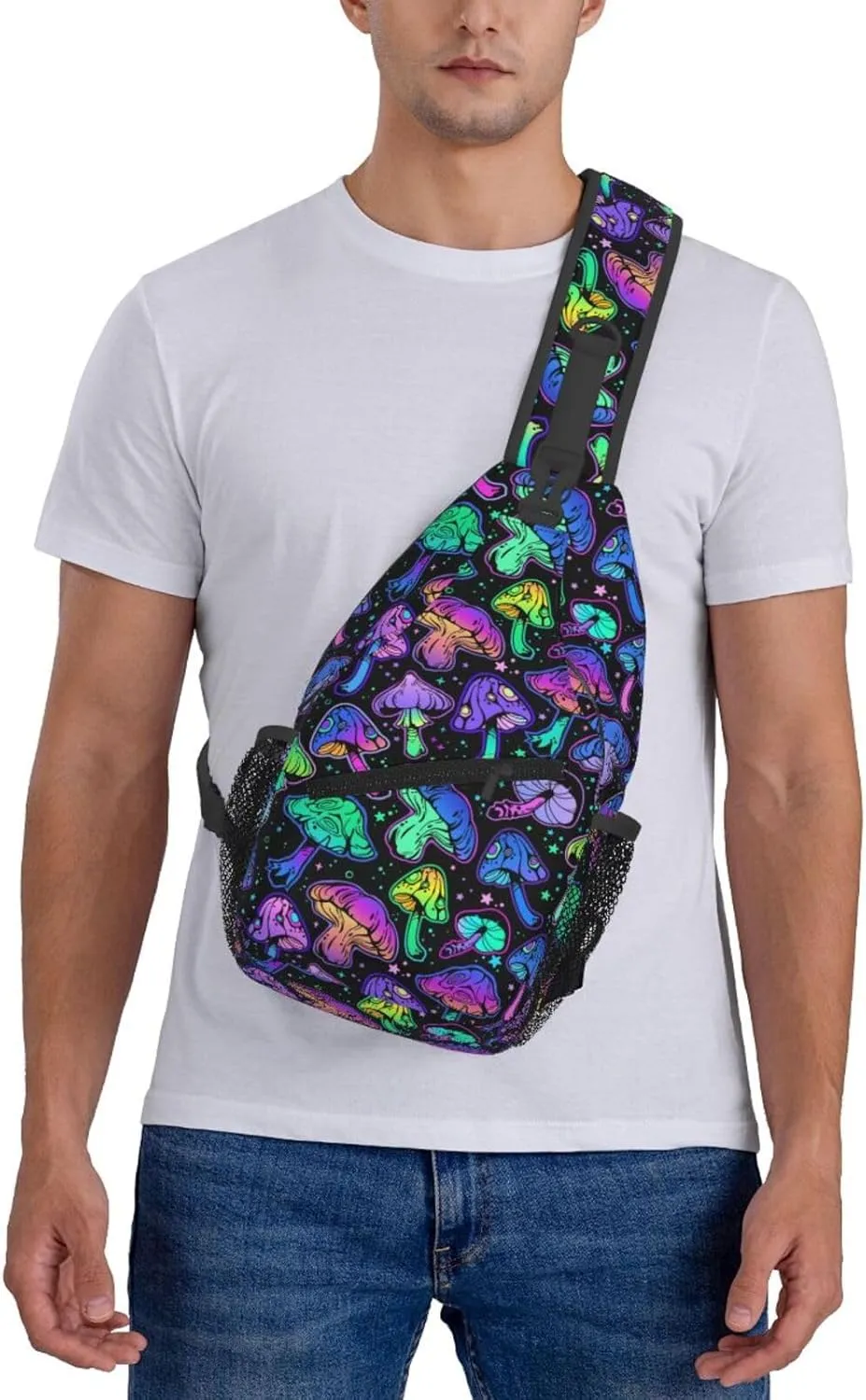 Bright Mushrooms Sling Bag For Women Men Mushroom Backpack Crossbody Shoulder Bag Sling Backpack Chest Bag Travel Hiking Casual Sport Daypack