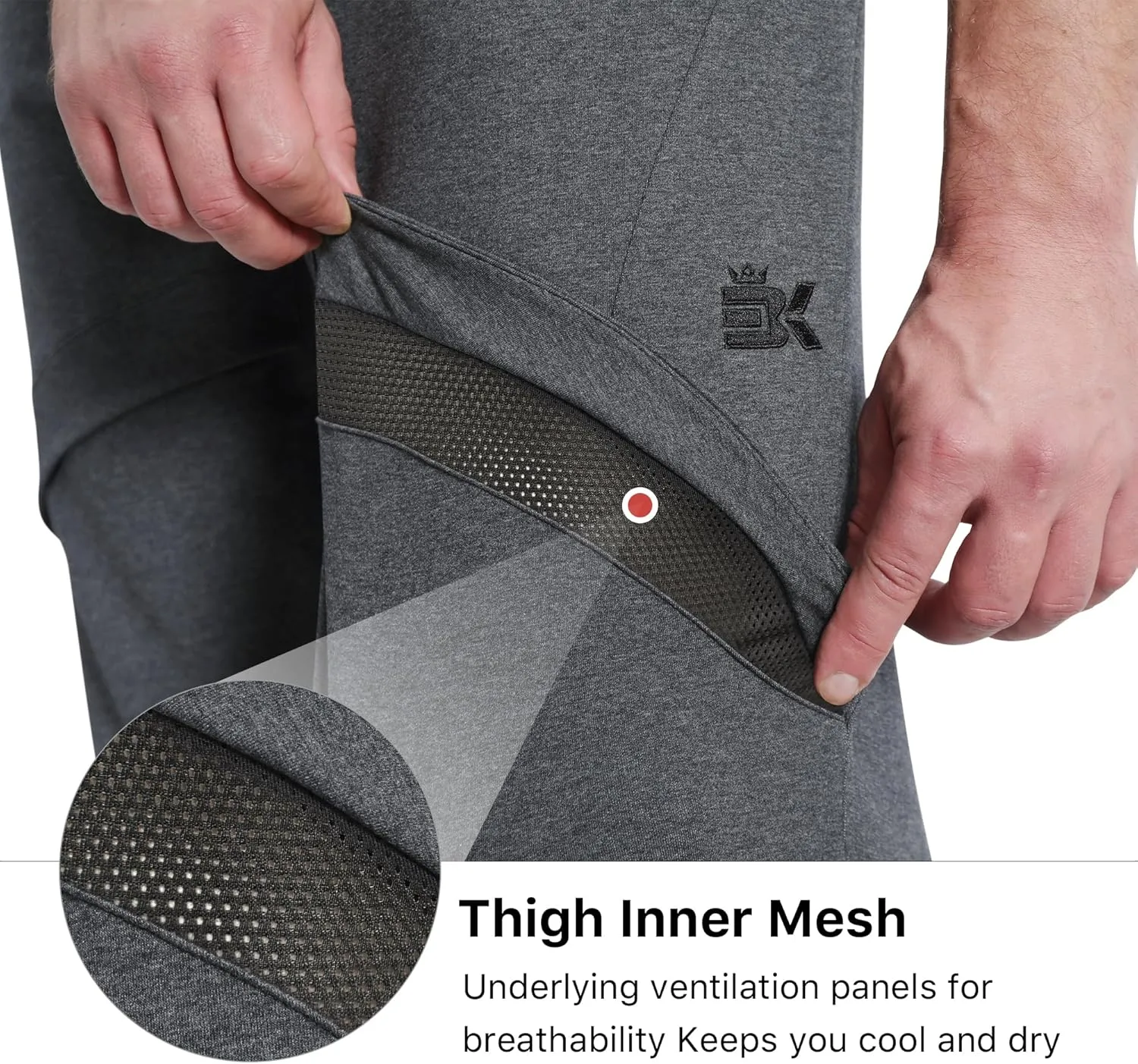 BROKIG Mens Inmesh Sweatpants Open Bottom, Cotton Athletic Workout Pants Drawstring Casual Gym Joggers with Pockets