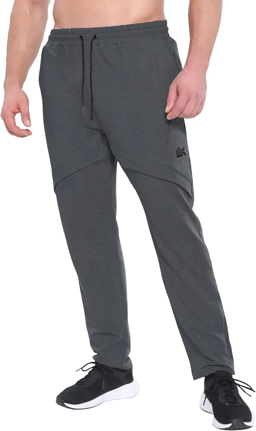 BROKIG Mens Inmesh Sweatpants Open Bottom, Cotton Athletic Workout Pants Drawstring Casual Gym Joggers with Pockets