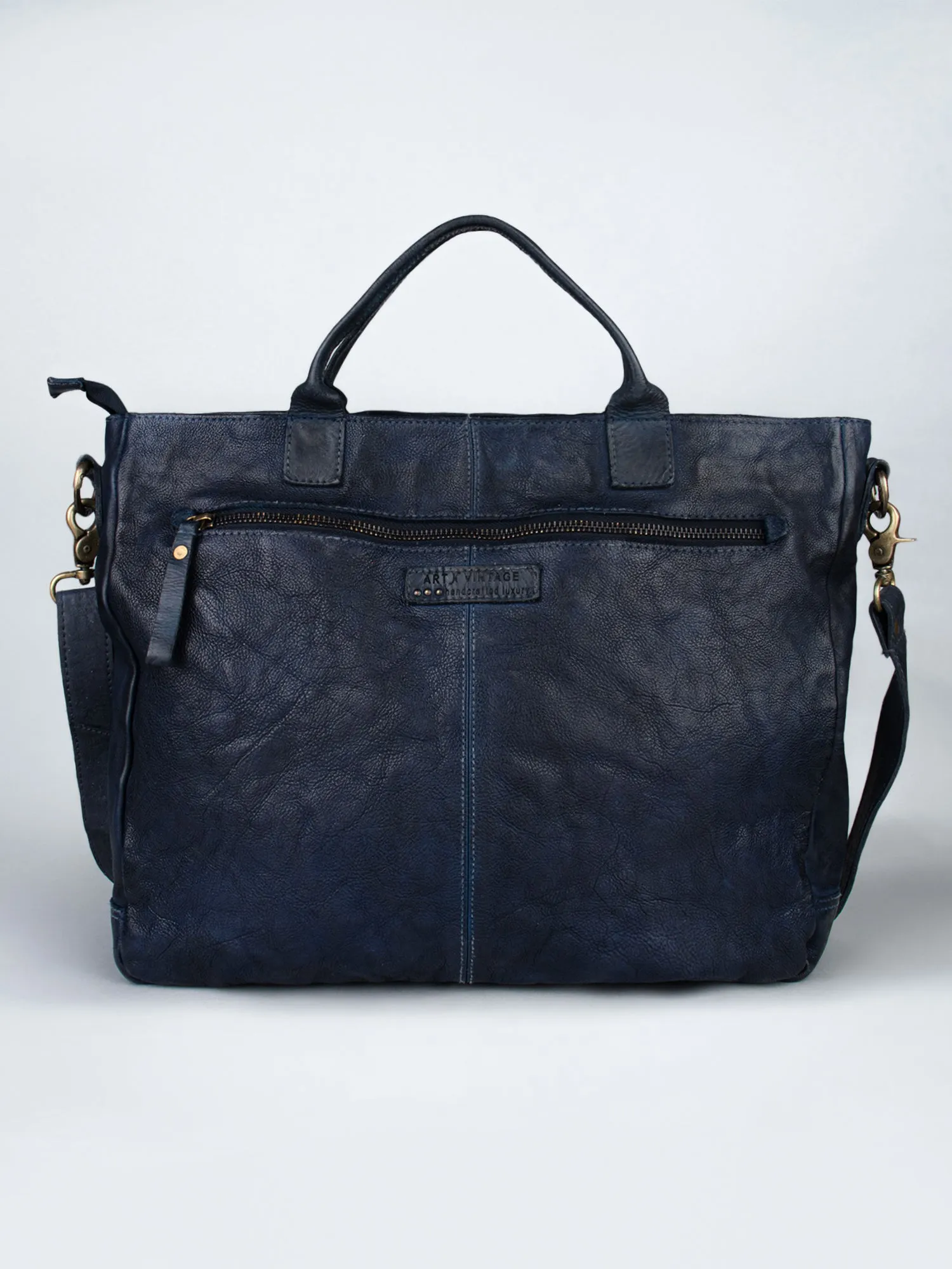 Brown Leather Laptop Bag With Front Pocket For Men & Women by art n vintage
