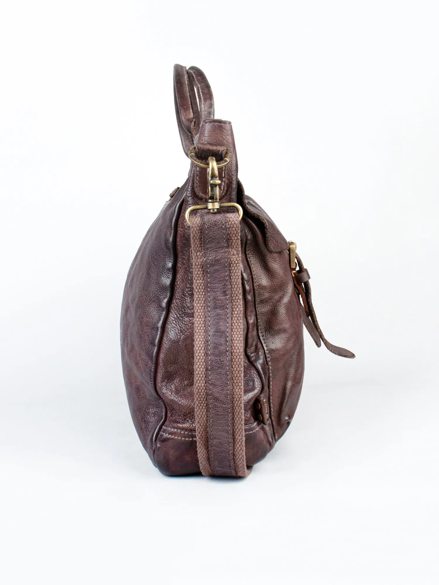 Brown Leather Laptop Bag With Front Pocket For Men & Women by art n vintage