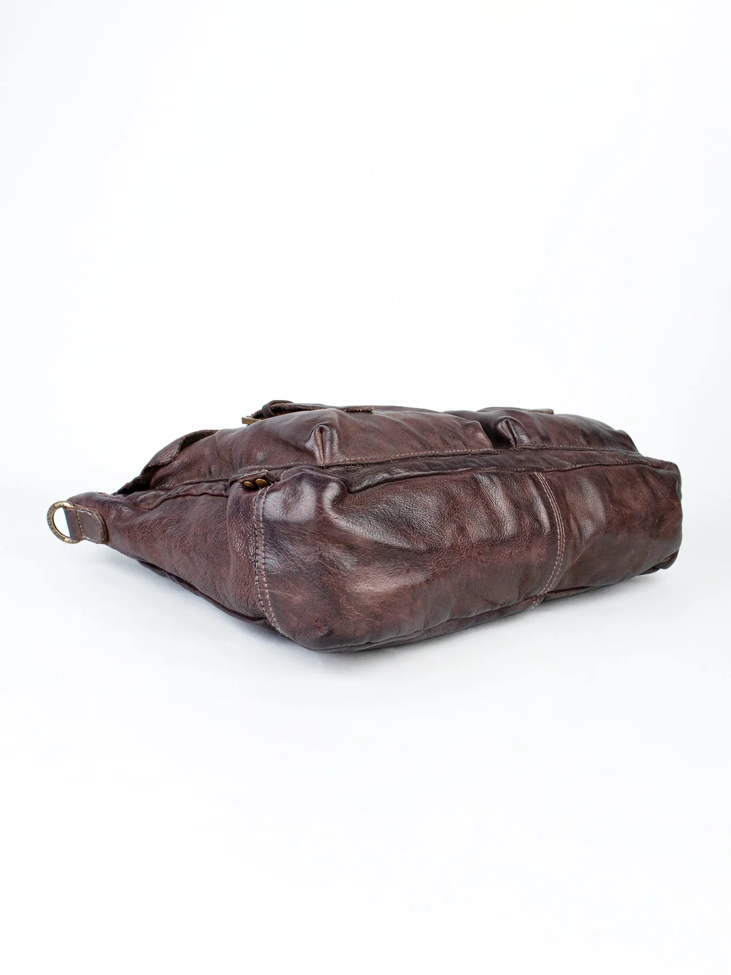 Brown Leather Laptop Bag With Front Pocket For Men & Women by art n vintage