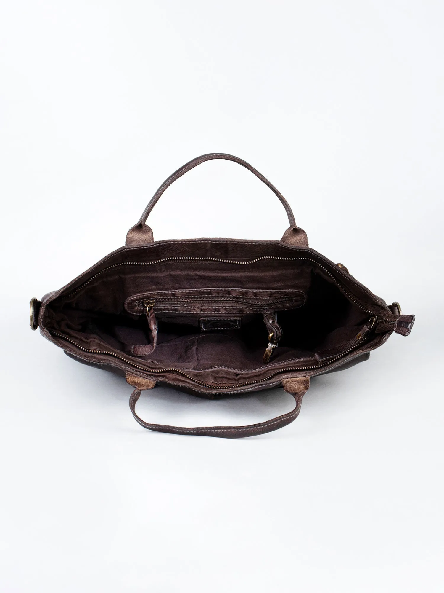 Brown Leather Laptop Bag With Front Pocket For Men & Women by art n vintage