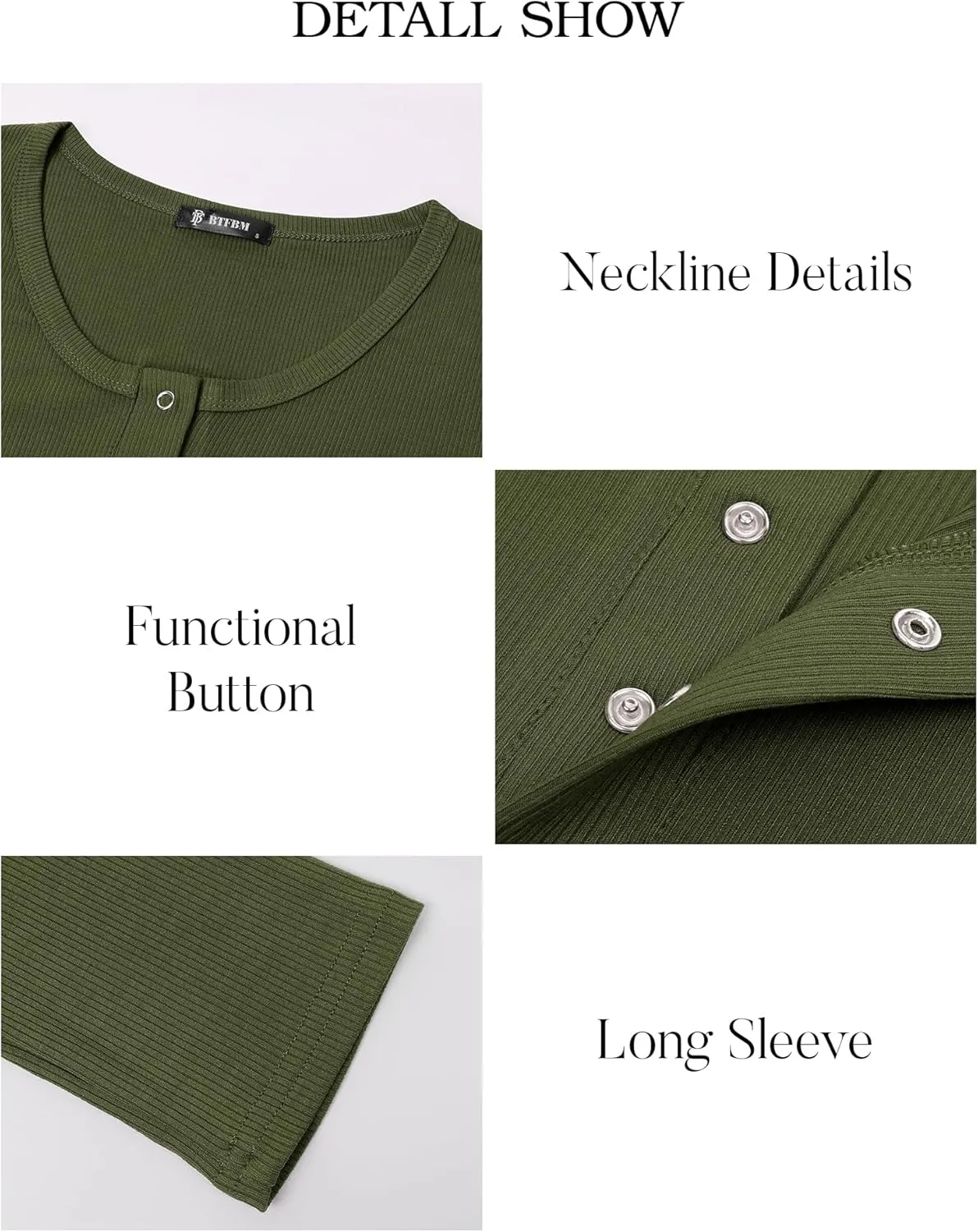 BTFBM Women Long Sleeve Shirts Fall Tops V Neck Button Up Slim Fit Ribbed Knit Solid Color Casual Shirts 2025