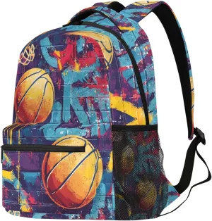 Budxapjw Basketball Sport Travel Laptop Backpack for Women Men Graffiti Background Waterproof Bag with Adjustable Padded Shoulder Straps for Business Work Travel Hiking Camping