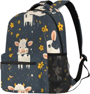 Budxapjw Cartoon Cows Travel Laptop Backpack for Women Men Cute Cows Waterproof Bag with Adjustable Padded Shoulder Straps for Business Work Travel Hiking Camping