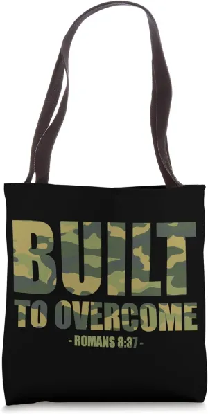 Built to Overcome Christian Men Camo Scripture Gym Workout Tote Bag