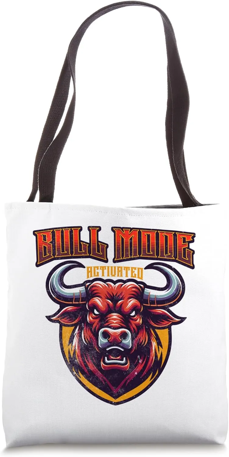 Bull Mode Activated Rage Strength Beast Art bodybuilding gym Tote Bag