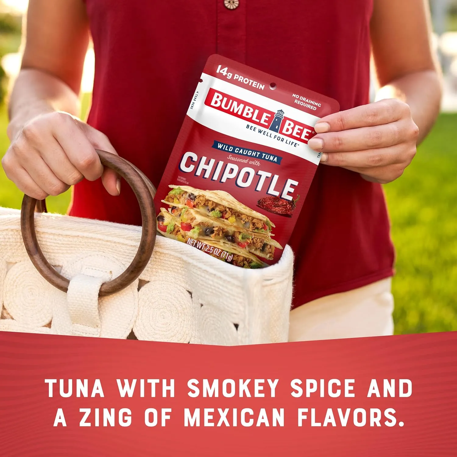 Bumble Bee Chipotle Seasoned Tuna, 2.5 oz Pouches (Pack of 12) - Ready to Eat - Wild Caught Tuna Packet - 14g Protein per Serving - Gluten Free