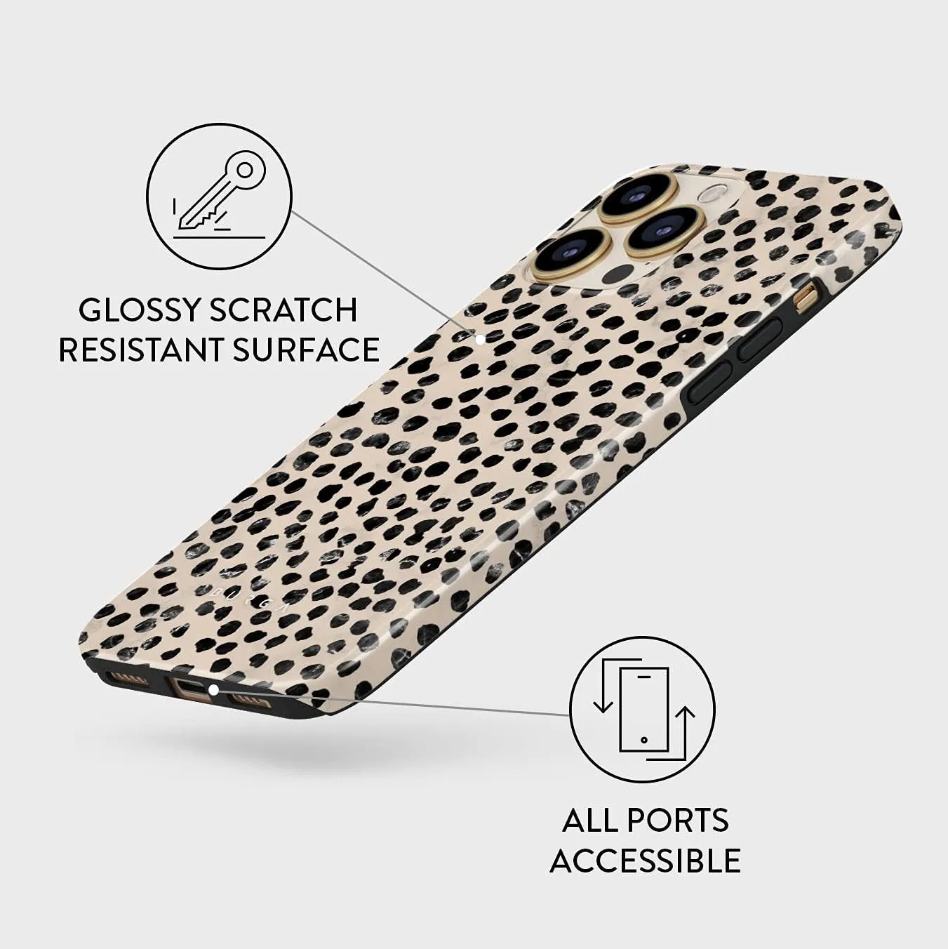 BURGA Phone Case for iPhone 13 Pro - Cute, Trendy, Aesthetic, Pattern Phone Cover, Hard Shell Protection - fits Apple iPhone 13 Pro Case for Women and Men, Polka Dots