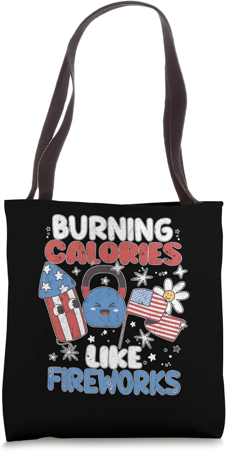 Burning Calories Like Fireworks - 4th of July Gym Workout Tote Bag