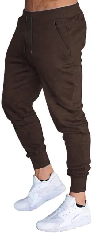 BUXKR Men's Slim Joggers Workout Pants for Gym Running and Bodybuilding Athletic Bottom Sweatpants with Deep Pockets