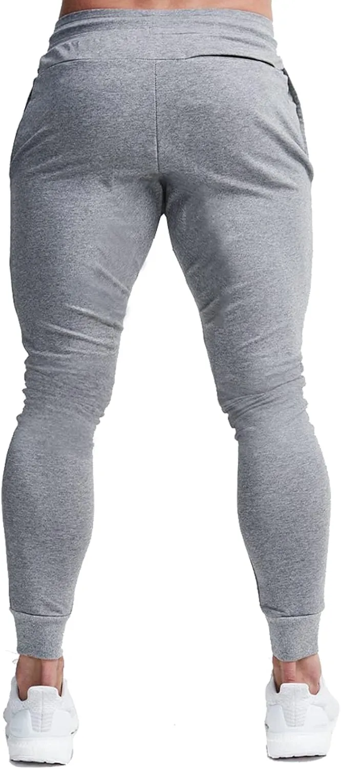 BUXKR Men's Slim Joggers Workout Pants for Gym Running and Bodybuilding Athletic Bottom Sweatpants with Deep Pockets