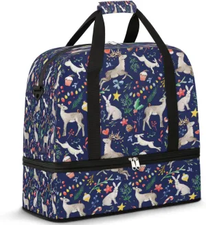 Cake Star Deer Sports Gym Bag with Shoes Compartment Foldable Travel Duffel Bag Dry Wet Separated Sports Tote Workout Weekender Overnight Bag for Women Yoga Dance Work Training Handbag