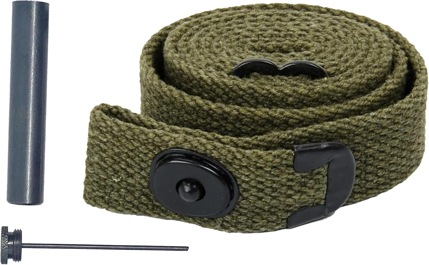 CALYX US WWII M1 Carbine WebSling with M1 Carbine Steel Oiler Military Classic WWII Reproduction Canvas 1 inch Khaki RifleSling and Oiler Combo