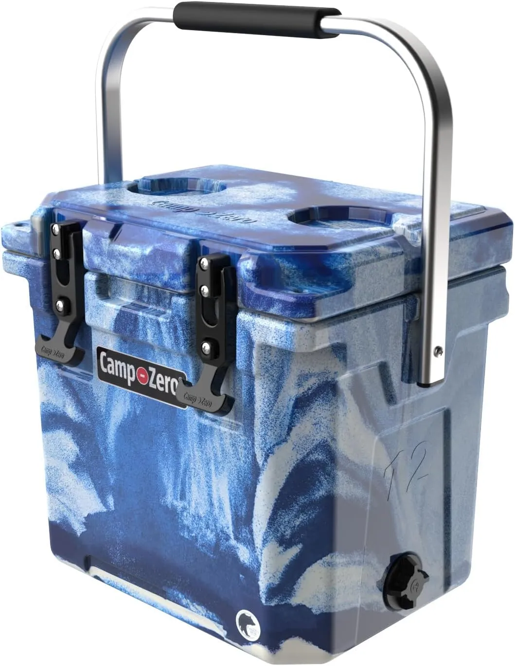 CAMP-ZERO 12L-12.6 Quart Portable Hard Cooler Ice Chest, Perfect for Drinks, Lunch, Beach, Picnics, Boating, Camping and Travel with 2 Molded-in Cup Holders and Folding Aluminum Handle