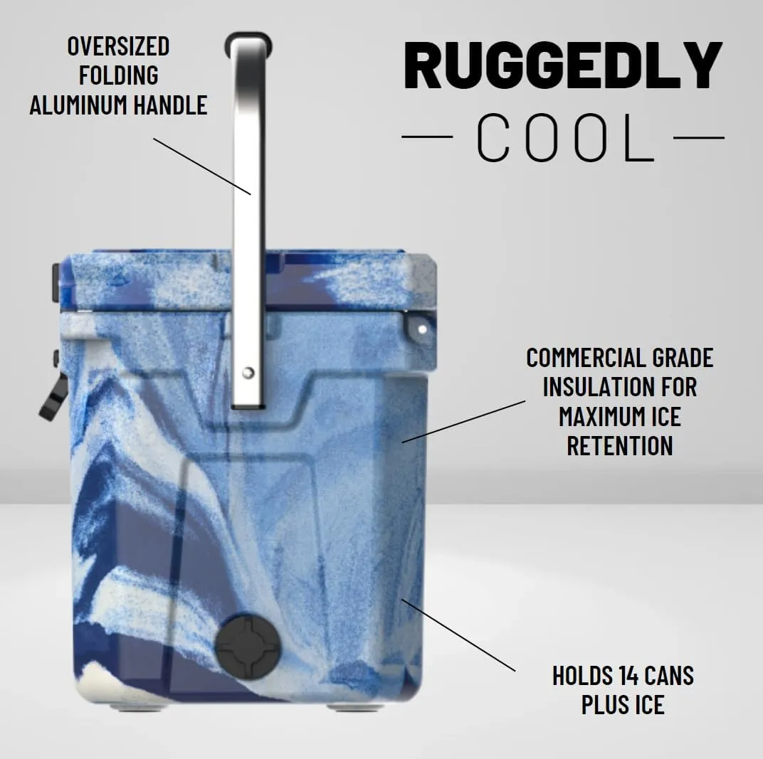 CAMP-ZERO 12L-12.6 Quart Portable Hard Cooler Ice Chest, Perfect for Drinks, Lunch, Beach, Picnics, Boating, Camping and Travel with 2 Molded-in Cup Holders and Folding Aluminum Handle