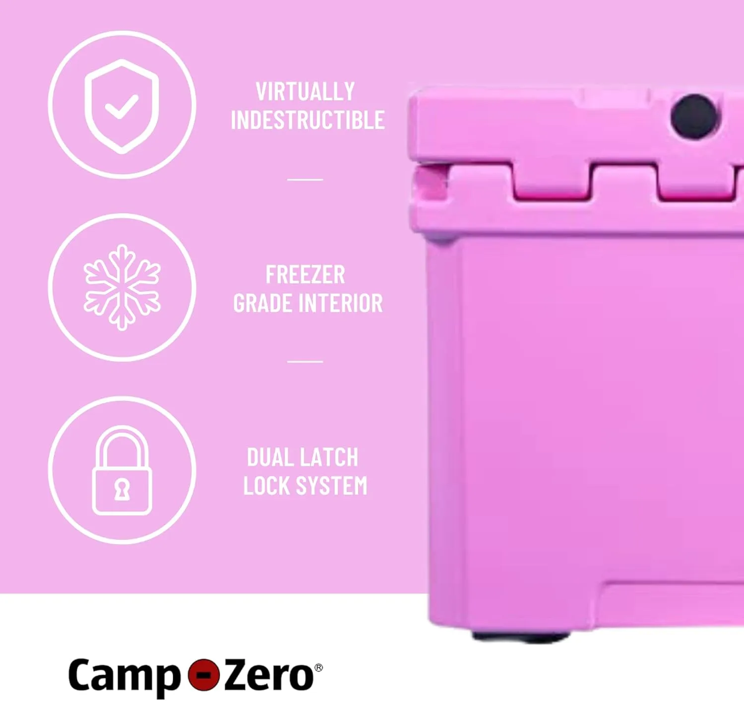 CAMP-ZERO 40L-42 Quart Hard Cooler Ice Chest, Perfect for Drinks, Beach, Picnics, Boating, Hunting, Camping and Travel with 4 Molded-in Cup Holders and Comfort Grip Handles