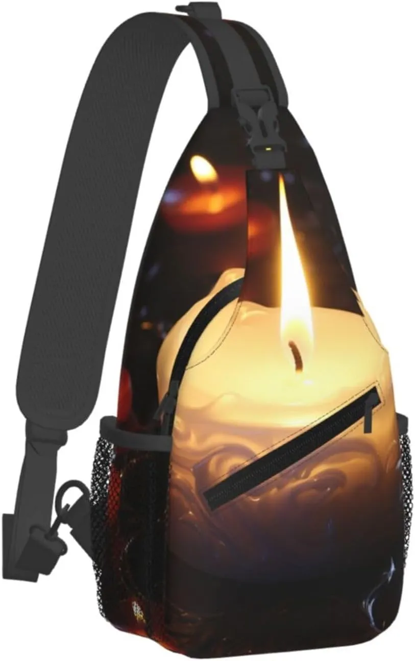 Candle Sling Bag Backpack For Men Cross Chest Bag Crossbody Shoulder Bag Travel Hiking Daypack