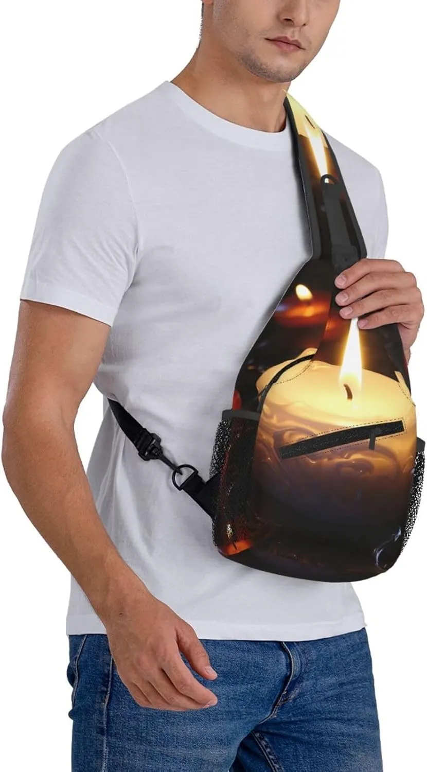 Candle Sling Bag Backpack For Men Cross Chest Bag Crossbody Shoulder Bag Travel Hiking Daypack