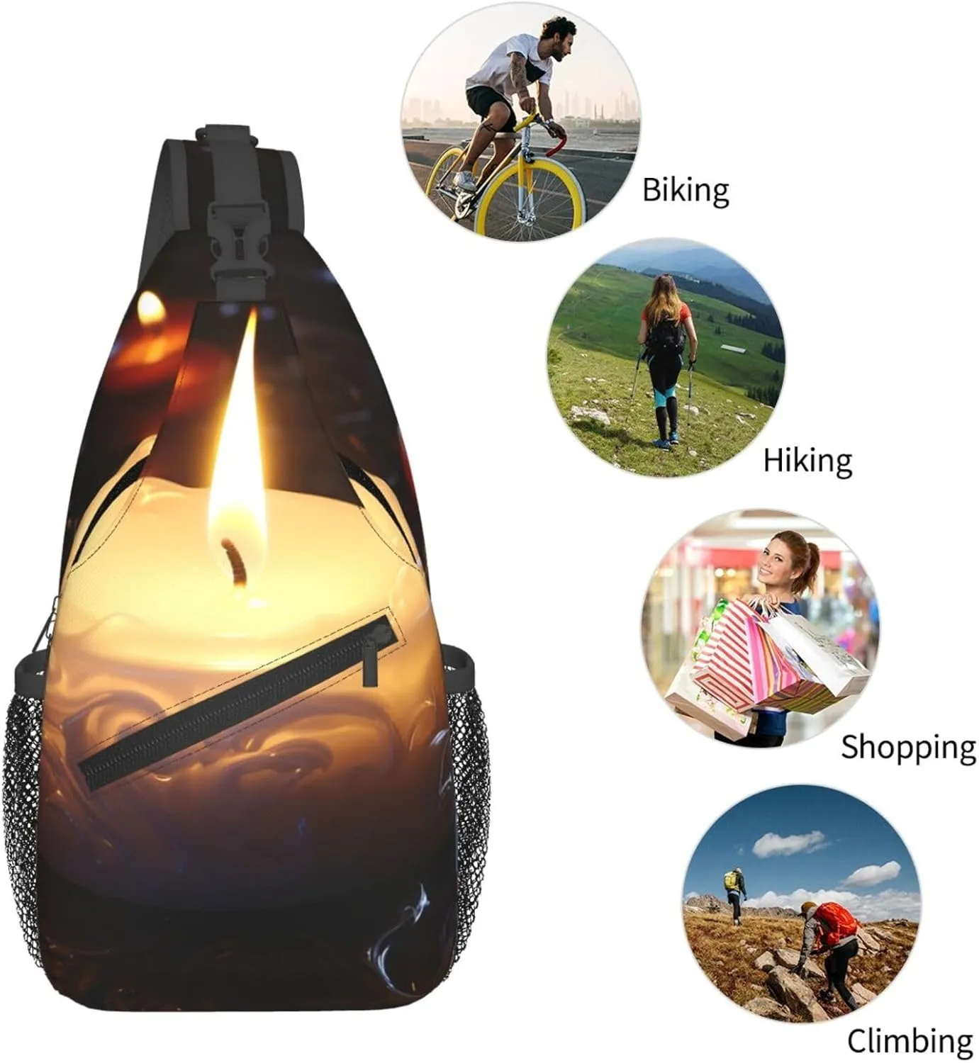 Candle Sling Bag Backpack For Men Cross Chest Bag Crossbody Shoulder Bag Travel Hiking Daypack
