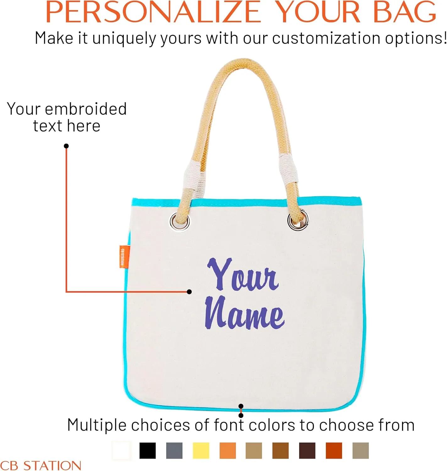 Canvas Rope Handle Tote Bag For Women - Metal Grommets - Perfect For Traveling, Groceries