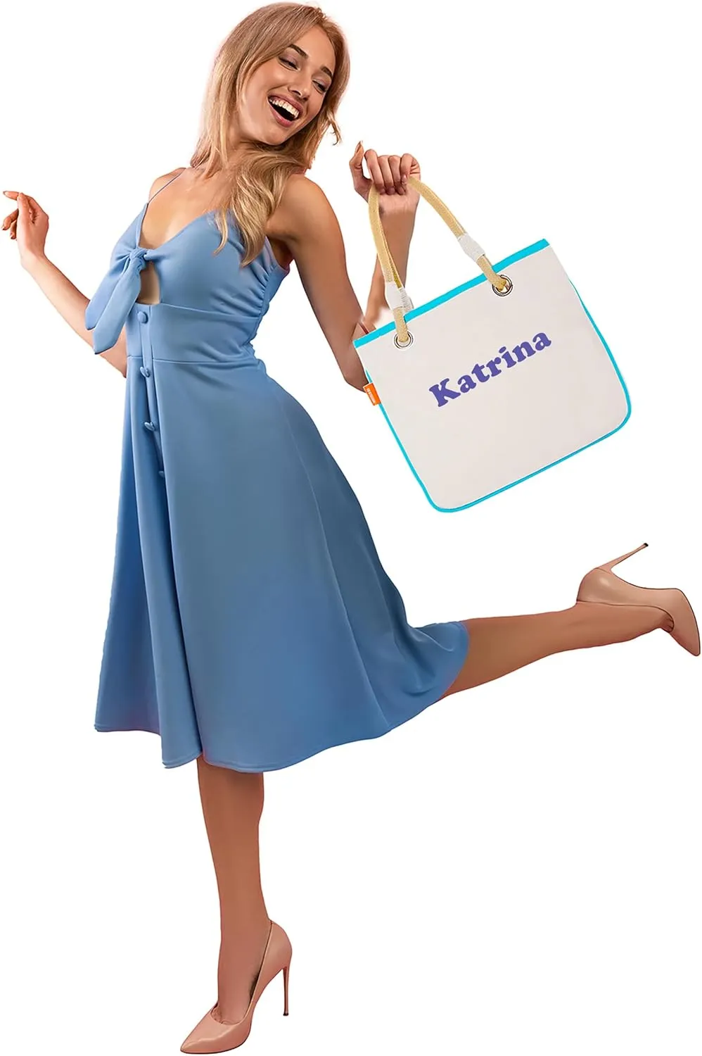 Canvas Rope Handle Tote Bag For Women - Metal Grommets - Perfect For Traveling, Groceries