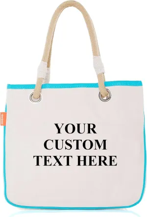 Canvas Rope Handle Tote Bag For Women - Metal Grommets - Perfect For Traveling, Groceries