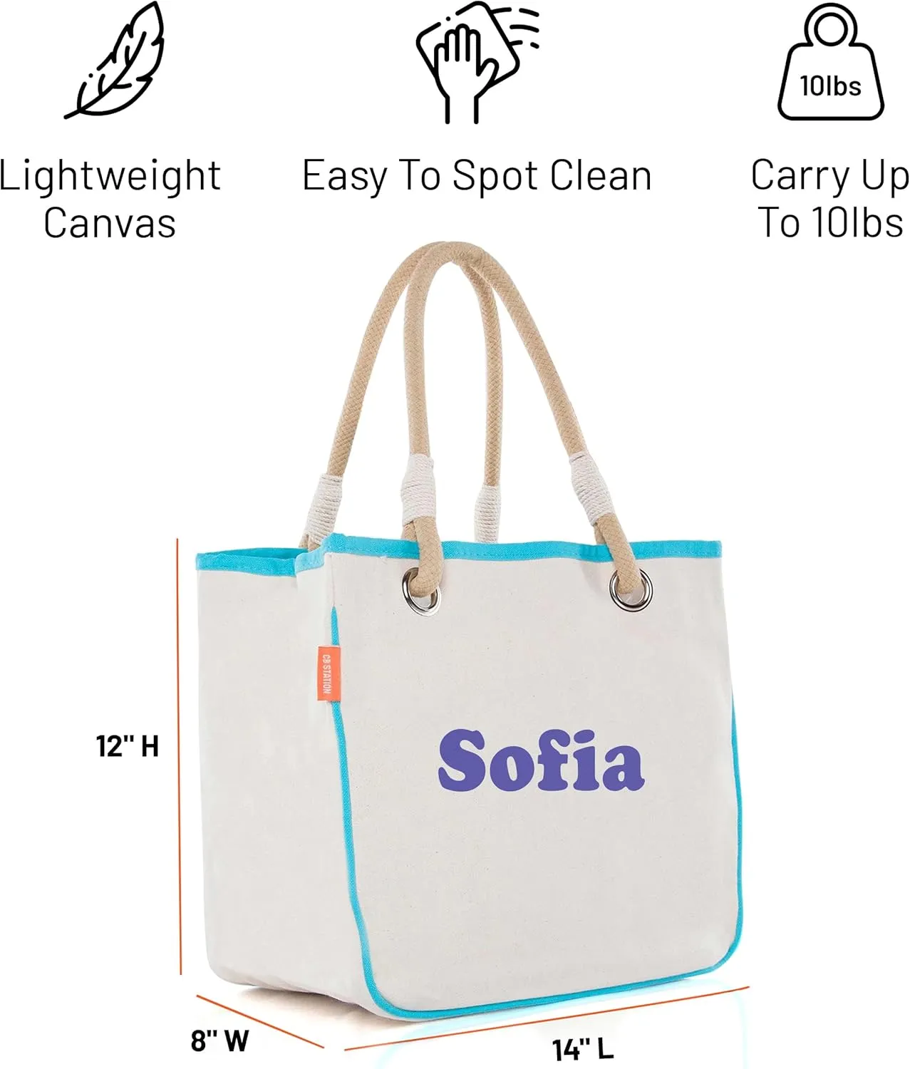 Canvas Rope Handle Tote Bag For Women - Metal Grommets - Perfect For Traveling, Groceries