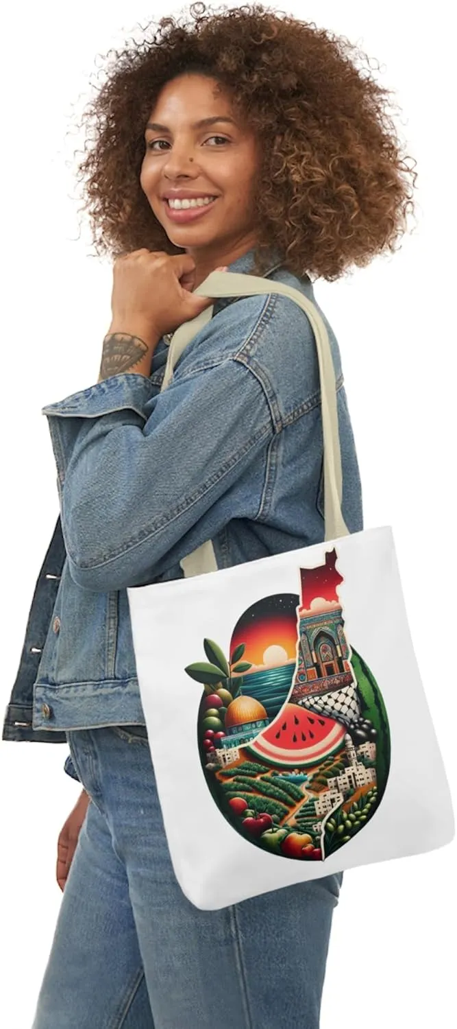 Canvas Tote Bag, Free Palestine Map Flag Keffiyeh, Activist Shoulder Bag, Protest Tote, Political Tote