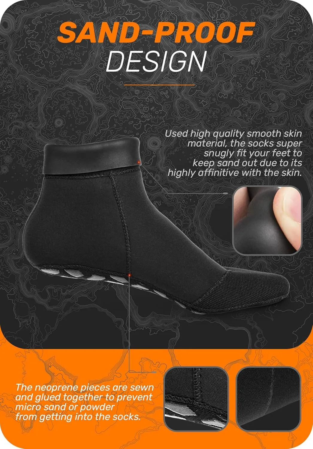 CAPAS 2mm Neoprene Sand Socks, Beach Volleyball Sand Proof Outdoor Socks, Wetsuit Diving Water Socks Keep Warm for Men Women