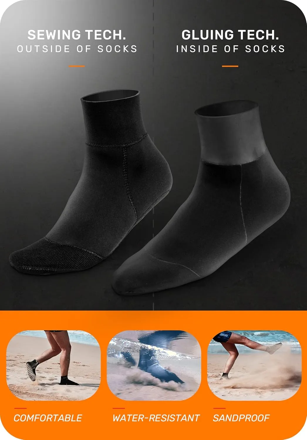 CAPAS 2mm Neoprene Sand Socks, Beach Volleyball Sand Proof Outdoor Socks, Wetsuit Diving Water Socks Keep Warm for Men Women