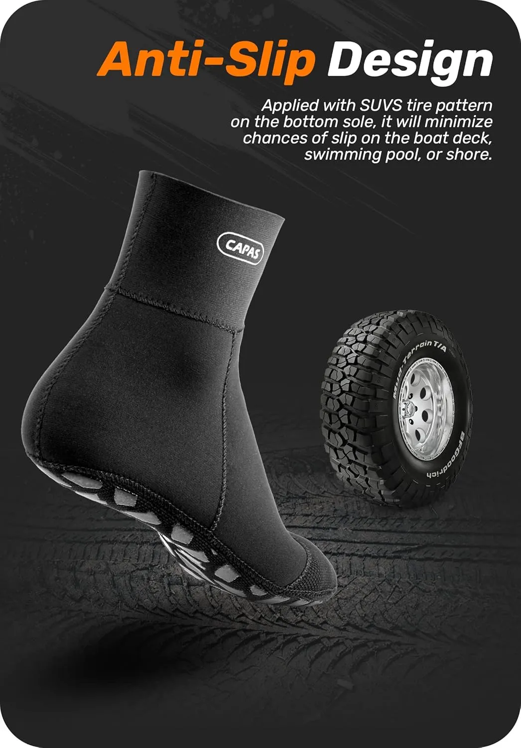 CAPAS 2mm Neoprene Sand Socks, Beach Volleyball Sand Proof Outdoor Socks, Wetsuit Diving Water Socks Keep Warm for Men Women