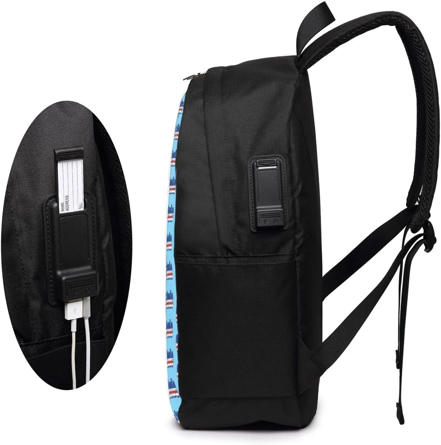 Cape Verde Cape Verdean Flag Travel Backpack 17-Inch Laptop Backpacks Business Rucksack Casual Sport Daypack with USB Charging Port Carry-on Bag for Camping Biking