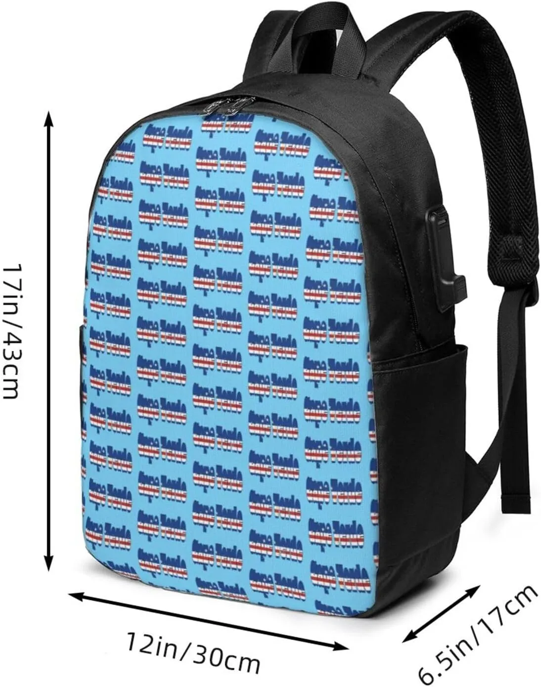 Cape Verde Cape Verdean Flag Travel Backpack 17-Inch Laptop Backpacks Business Rucksack Casual Sport Daypack with USB Charging Port Carry-on Bag for Camping Biking