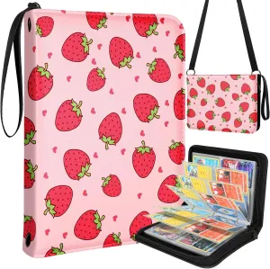 Card Binder 4-Pocket, 440 Pockets Card Holder Album Trading Game Cards Collection Binders for Teens Kids Boys Case Book with Sleeves Large Zipper Book Folder Collector with Shoulder Strap,Pk