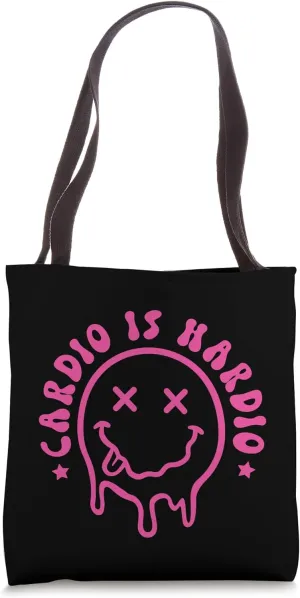Cardio Is Hardio Cute Melting Smile Face Funny Workout Gym Tote Bag