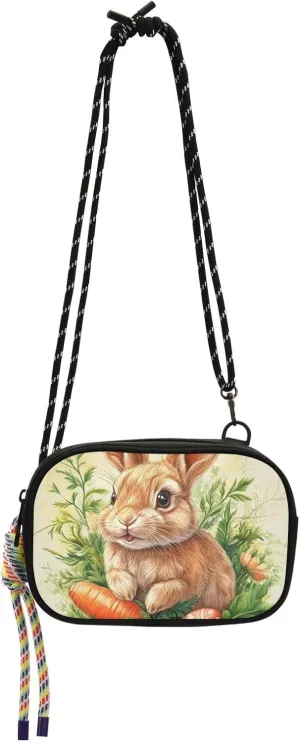 Carrot Bunny Rabbit Happy Easter Mini Crossbody Bag Men Beauty with Credit Card Slots Cell Phone Bag Go shopping