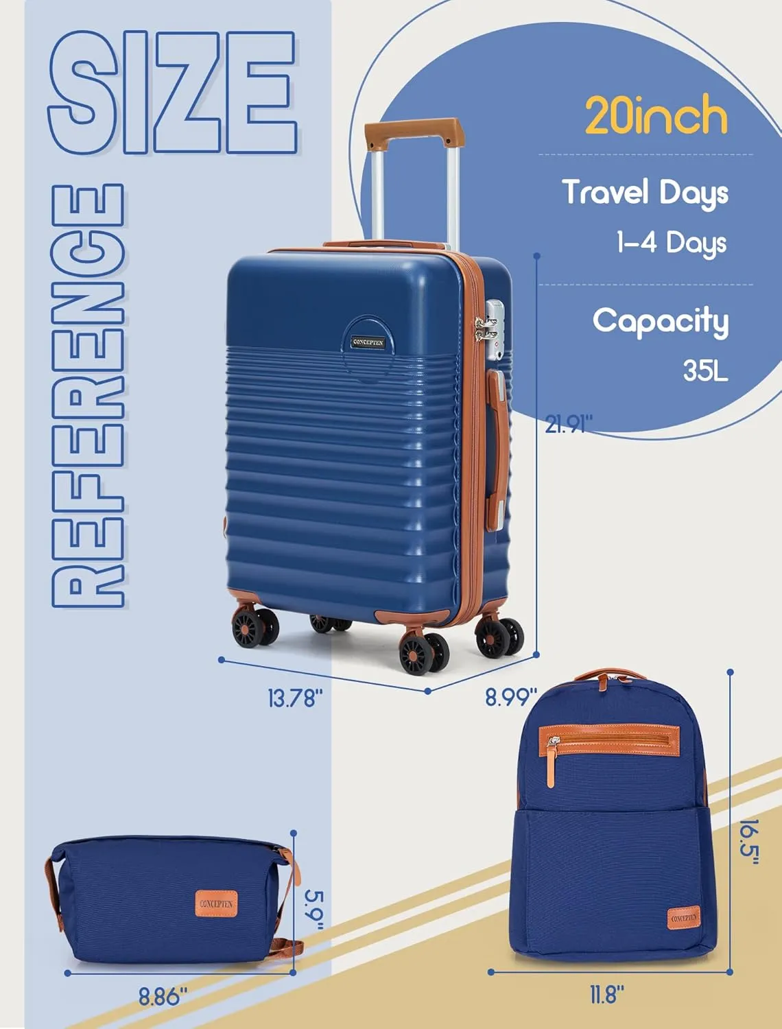 Carry On Luggage 22x14x9 Airline Approved, 20-inch Hard Shell Suitcases with Wheels, ABS Lightweight Carry on Suitcase with TSA Lock