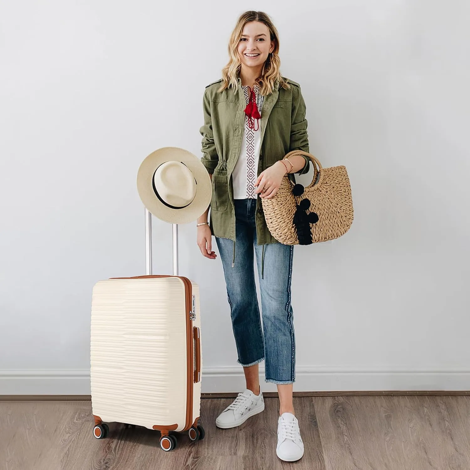 Carry on Luggage with Spinner Wheels 20 Inch Underseat Carry-on Luggage with Wheels Lightweight Hard Shell Travel Rolling Suitcase Ideal for Traveling/Business/Christmas Gift