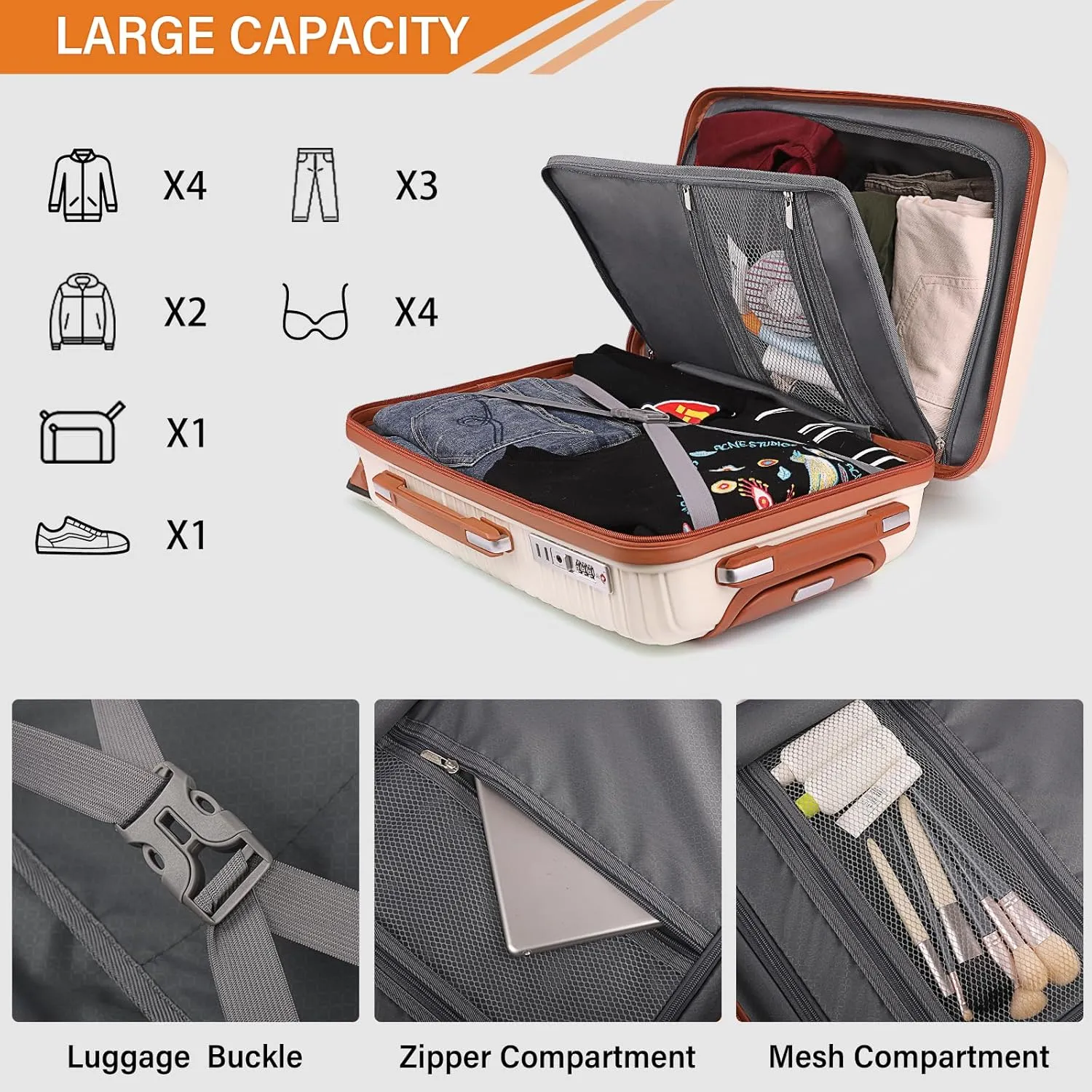 Carry on Luggage with Spinner Wheels 20 Inch Underseat Carry-on Luggage with Wheels Lightweight Hard Shell Travel Rolling Suitcase Ideal for Traveling/Business/Christmas Gift