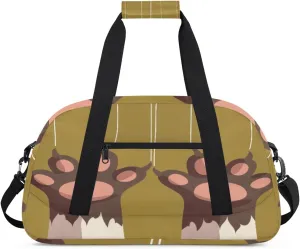Cartoon Cat Paws Gym Duffel Bag for Men Women Cat Paw Print Sports Tote Bag with Adjustable Shoulder Strap for Dance Gymnastics Traveling Outdoor Camping Overnight Stay
