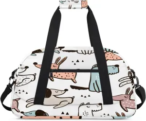 Cartoon Dog Gym Duffel Bag for Men Women Animal Dog Sports Tote Bag with Adjustable Shoulder Strap for Dance Gymnastics Traveling Outdoor Camping Overnight Stay