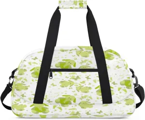 Cartoon Elephant Gym Duffel Bag for Men Women Footprint Butterfly Sports Tote Bag with Adjustable Shoulder Strap for Dance Gymnastics Traveling Outdoor Camping Overnight Stay