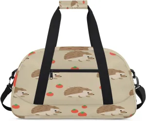 Cartoon Hedgehog Gym Duffel Bag for Men Women Tomato Sports Tote Bag with Adjustable Shoulder Strap for Dance Gymnastics Traveling Outdoor Camping Overnight Stay