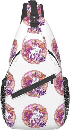 Cartoon Magic Unicorns With A Long Mane Chest Sling Bag Crossbody Shoulder Backpack Bag Gym Cycling Travel Hiking Daypack Cross bag