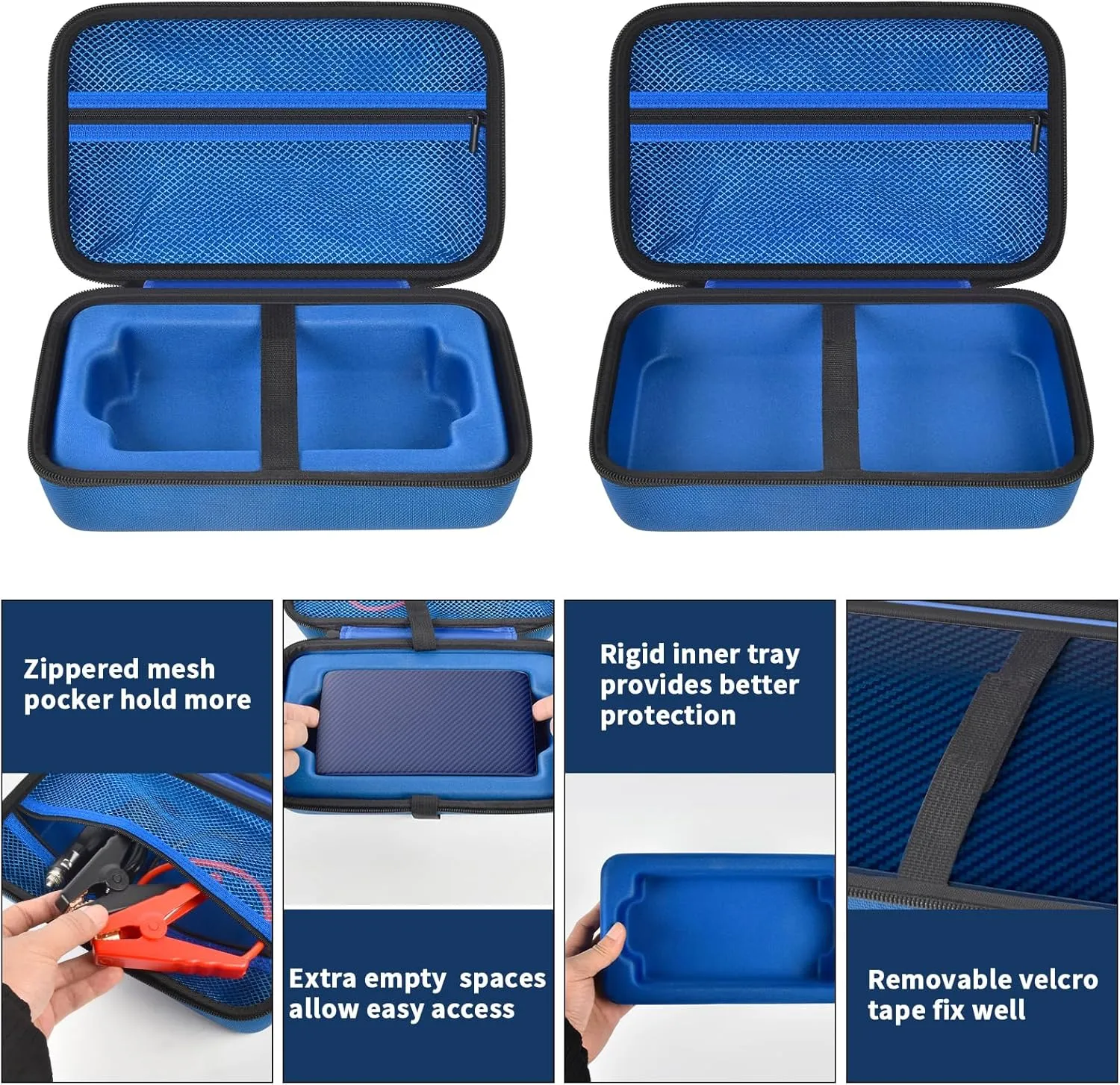 Case for Halo Bolt 58830/57720/ Air 58830/ ACDC Max 55500 mWh/Air   Portable Emergency Power Kit, Storage Holder for Air Nozzles, Extra Accessory, Car Jump Starter, and Charger- Blue (Box Only)