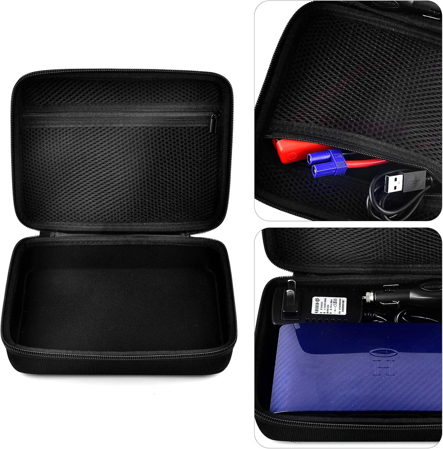 Case for Halo Bolt 58830/57720 mWh Portable Phone Laptop Charger Car Jump Starter, Power Bank Storage Holder with Mesh Pocket for AC Outlet, Car Charger and Accessories (Not for Halo Bolt Air)
